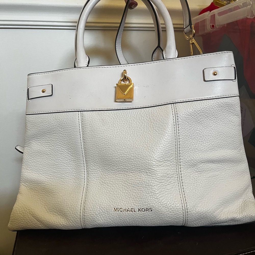 Michael Kors White Leather Tote Bag